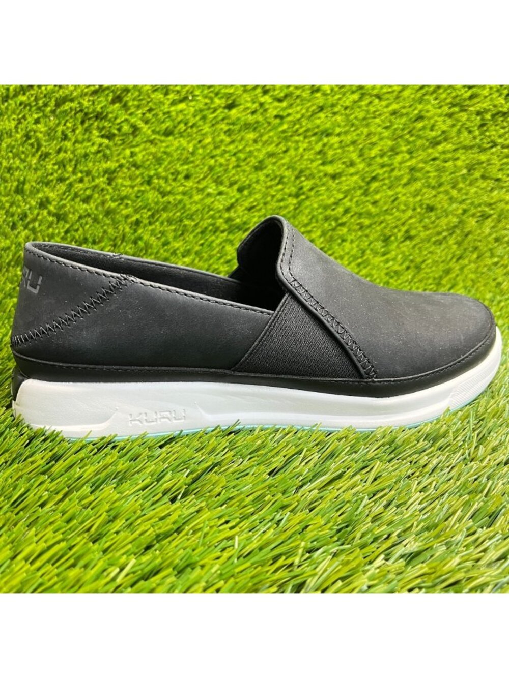 Kuru Roam Atla Womens Size 8 Black White Casual Walking Leather Slip-On Shoes